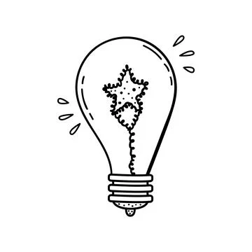Doodle of creative light bulb illustration. Cartoon illustration. Illustrazione stock