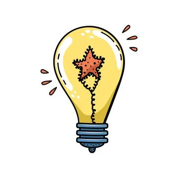 Doodle of creative light bulb illustration. Cartoon illustration. Illustrazione stock