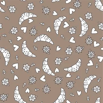 Doodle croissants. Stock Illustration