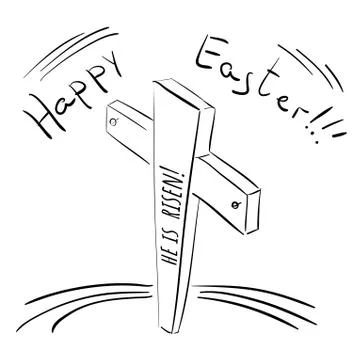 Doodle cross with He is risen Stock Illustration