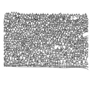 Doodle crowd people on stadium vector illustration sketch hand drawn with bla Stock Illustration