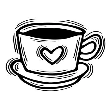 Doodle cup. Coffee, tea theme. Hot drink. Outline hand drawn design Stock Illustration