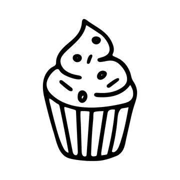 Doodle of Cupcake isolated on a white background. Stock Illustration