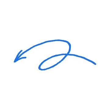 Doodle Curved Arrow Down Hand Drawn Vector Illustration Stock Illustration