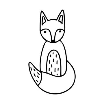 Doodle of cute cartoon fox. Stock Illustration