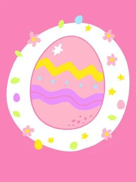 Doodle cute Easter egg greeting card Stock Illustration