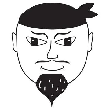 Doodle cute face.Hand-drawn line people. Man face pirate in a bandana. Stock Illustration