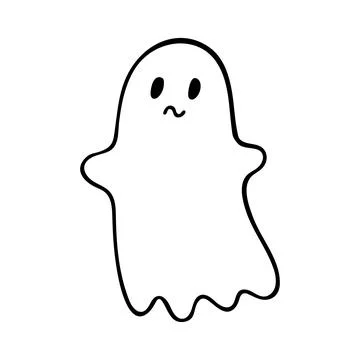 Doodle of cute flying ghost. Stock Illustration