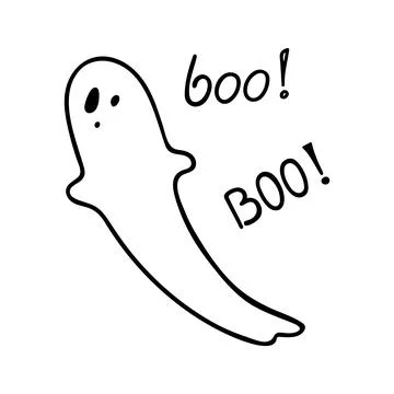 Doodle of cute flying ghost. Stock Illustration