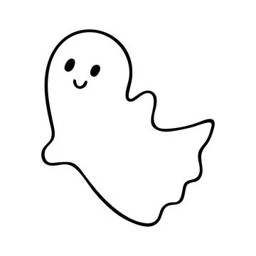 Doodle of cute flying ghost. Stock Illustration