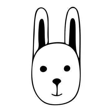 Doodle of cute hare head on white background. Stock Illustration