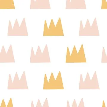 Doodle cute pastel seamless pattern with crown. Stock Illustration