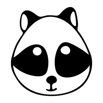 Doodle of cute racoon head. Stock Illustration