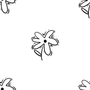 Doodle cute repeat daisy pattern with white background. Stock Illustration