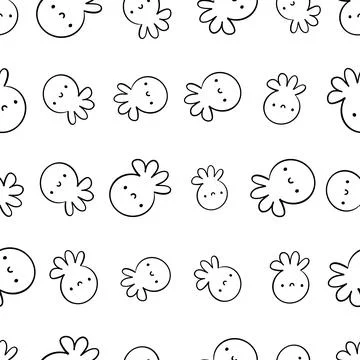 Doodle cute seamless squid pattern design for decorating Stock Illustration