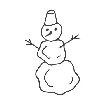 Doodle of cute snowman on white background. Stock Illustration