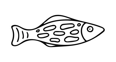 Doodle of cute spotted fish. Stock Illustration