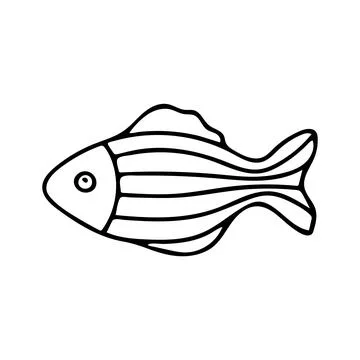 Doodle of cute striped fish. Stock Illustration