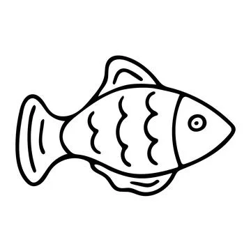 Doodle of cute striped fish. Stock Illustration