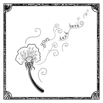 Doodle dandelion Illustrazione stock