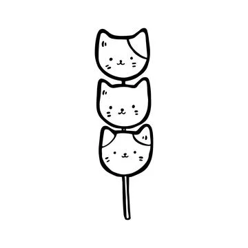 Doodle dango illustration in vector style. Japanese sweet mochi dessert. Stock Illustration