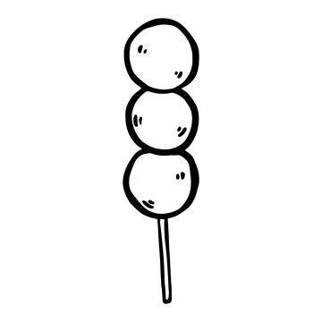 Doodle dango sweets illustration in vector style. Skewered Japanese dessert Stock Illustration
