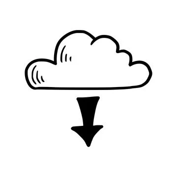 Doodle data server, download cloud Stock Illustration