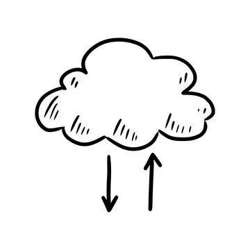 Doodle data server, download cloud Stock Illustration