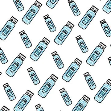 Doodle data usb memory technology background Stock Illustration