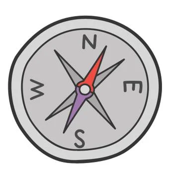 Doodle design of compass icon. Stock Illustration