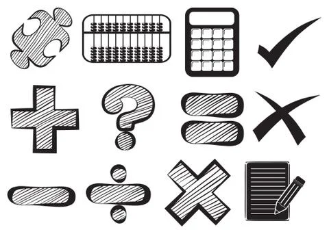 Doodle design of the different math operations イラスト素材