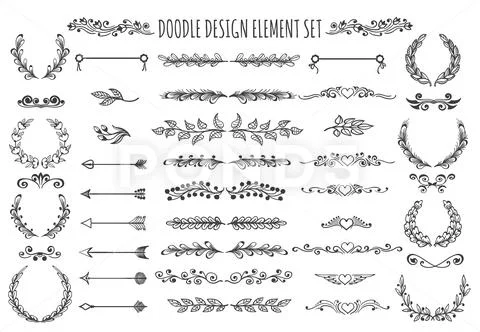 Doodle Design Element Set 库存插图