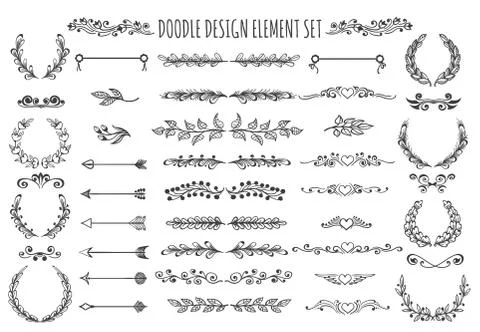 Doodle Design Element Set Stock Illustration