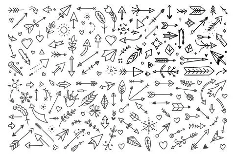 Doodle design elements hand drawn arrows Stock Illustration