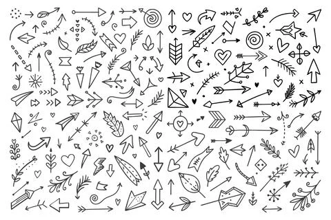 Doodle design elements hand drawn arrows Stock Illustration