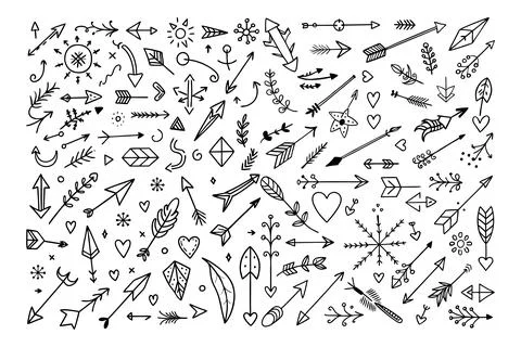 Doodle design elements hand drawn arrows Stock Illustration