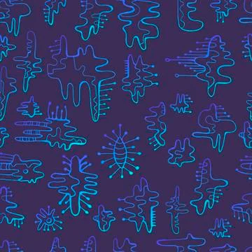 Doodle design elements vintage seamless pattern, gradient outlin Stock Illustration