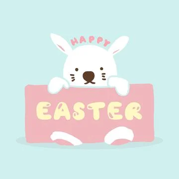 Doodle Design Greeting Happy Easter Card, Cute Hand drawn Bunny Stock-Illustration