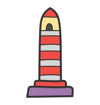 Doodle design of lighthouse icon. Stock Illustration