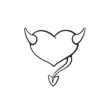 Doodle of devil heart Stock Illustration