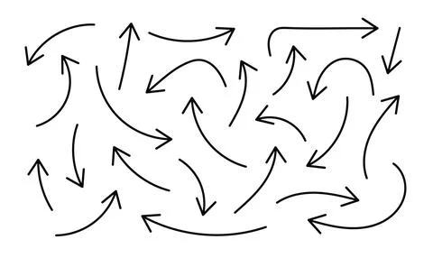 Doodle directions on white background. Different shaped lines. Outline flat.. Stock Illustration