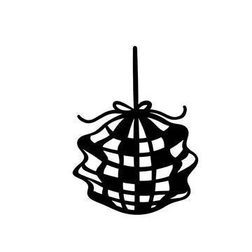 Doodle distorted disco ball illustration isolated on a white background. Si.. Stock Illustration