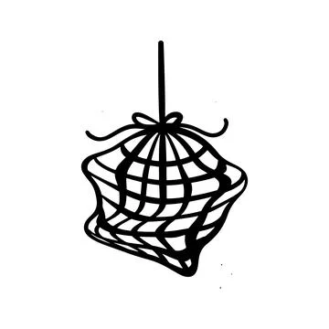 Doodle distorted disco ball illustration isolated on a white background. Si.. Stock Illustration