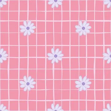 Doodle ditsy seamless pattern. Hand drawn chamomile print. Abstract floral or Illustrazione stock