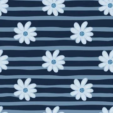 Doodle ditsy seamless pattern. Hand drawn chamomile print. Abstract floral or Illustrazione stock