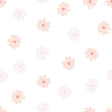 Doodle ditsy seamless pattern. Hand drawn chamomile print. Abstract floral or Illustrazione stock