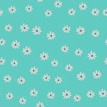 Doodle ditsy seamless pattern. Hand drawn chamomile print. Abstract floral or Stock Illustration