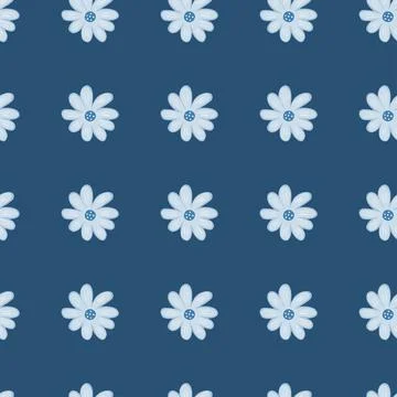 Doodle ditsy seamless pattern. Hand drawn chamomile print. Abstract floral or Stock Illustration