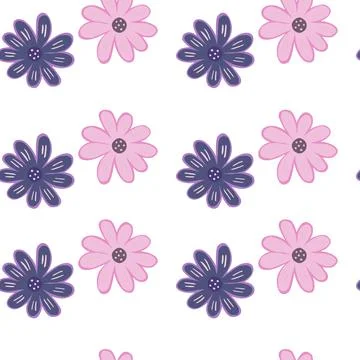 Doodle ditsy seamless pattern. Hand drawn chamomile print. Abstract floral or Illustrazione stock