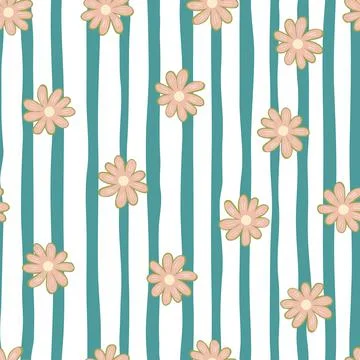 Doodle ditsy seamless pattern. Hand drawn chamomile print. Abstract floral or Illustrazione stock